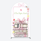 Aperturee - Aperturee Pink Book New Chapter Awaits Baby Shower Arch Backdrop